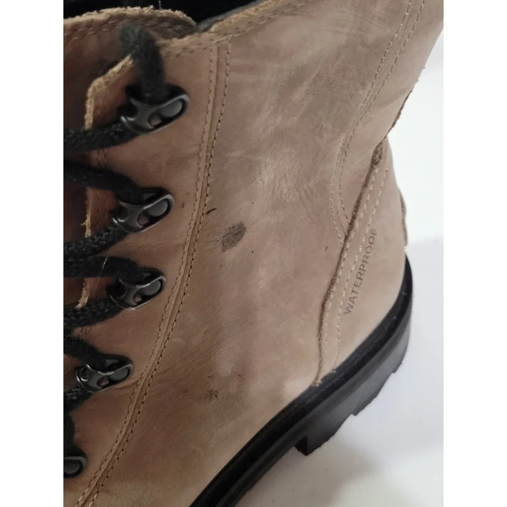 Sorel Lennox Lace Up Boots Womens 9 Tan Black Leather Waterproof Outdoor